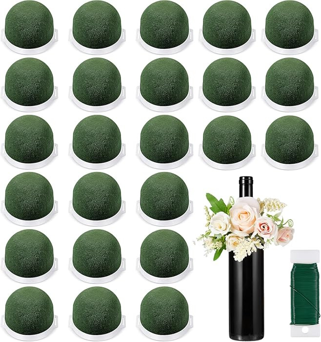 Tessco 24 Pcs Mini Floral Foam Holder Round Floral Foam with Green Arrangement Wire Arrangement S... | Amazon (US)