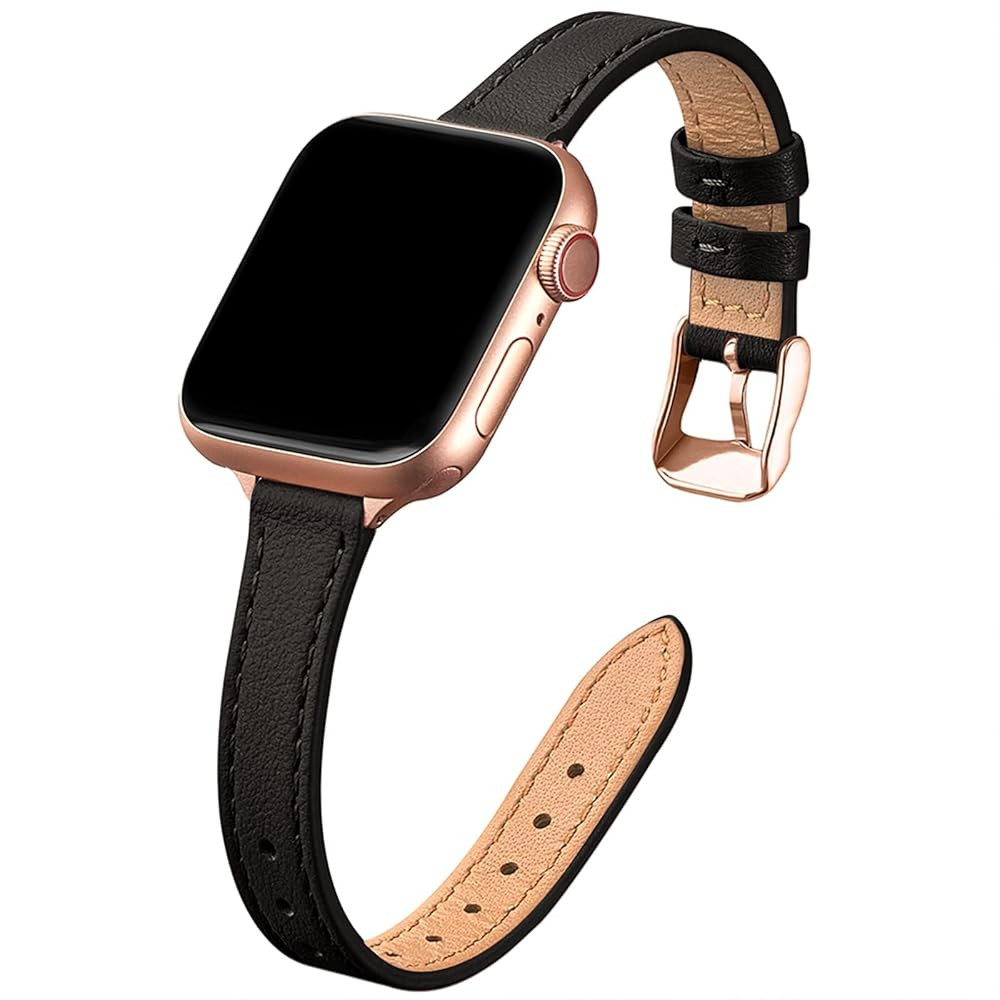 STIROLL Slim Leather Bands Compatible with Apple Watch Band 38mm 40mm 41mm 42mm 44mm 45mm 46mm 49... | Amazon (US)