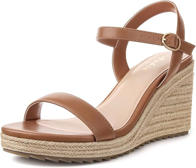 Ankis Platform Wedge Sandals for Women, Black Brown White Nude Espadrille Womens Wedge Sandals Co... | Amazon (US)
