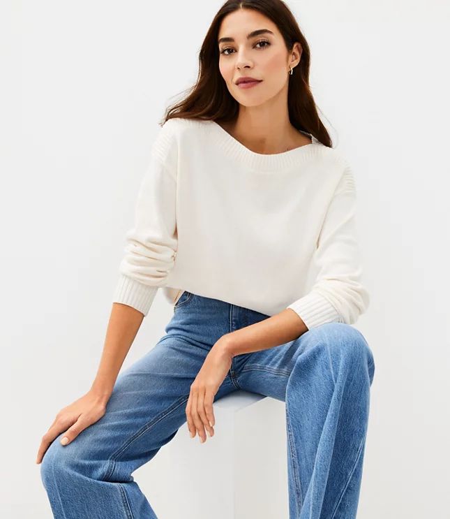 Drop Shoulder Boatneck Sweater | LOFT