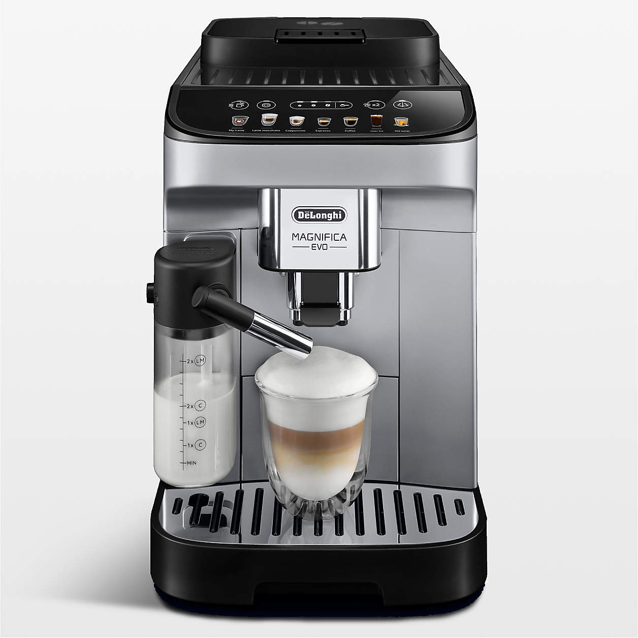 De'Longhi Magnifica Evo with LatteCrema Automatic Espresso Machine + Reviews | Crate & Barrel | Crate & Barrel