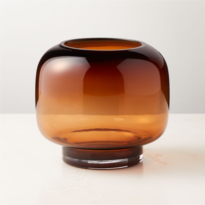 Coco Round Smoked Amber Modern Glass Hurricane Candle Holder Small + Reviews | CB2 | CB2