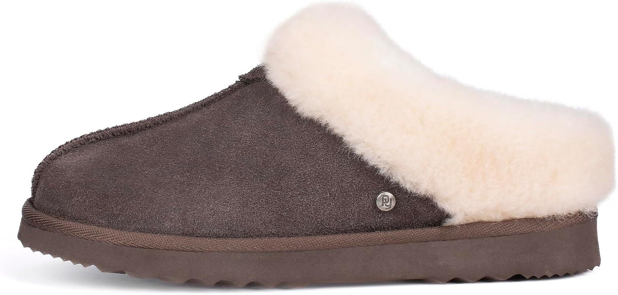 Parfeying Women's Slip on Real Wool House Slippers, Anti-slip Rubber Sole Warm Indoor Outdoor Sli... | Amazon (US)