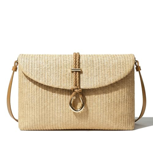 CHUNLI Woven Straw Clutch Bag for Women, Raffia Crossbody Handbag with Detachable Strap, Summer B... | Amazon (US)