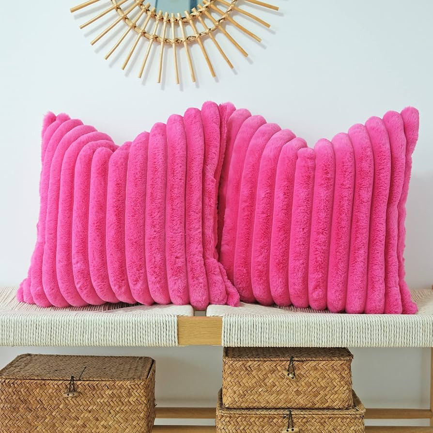 JOJUSIS Pack of 2 Faux Fur Plush Decorative Throw Pillow Covers Couch Cushion Case Soft Pillowcas... | Amazon (US)