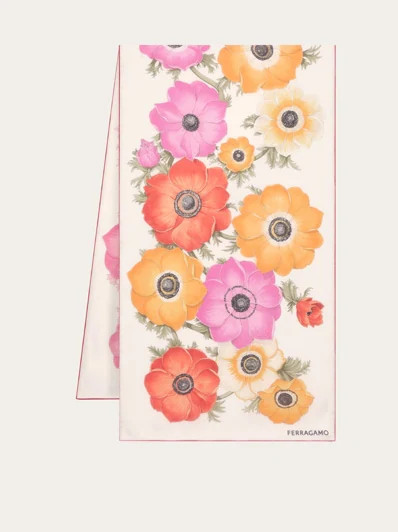 Anemone print silk scarf | Ferragamo