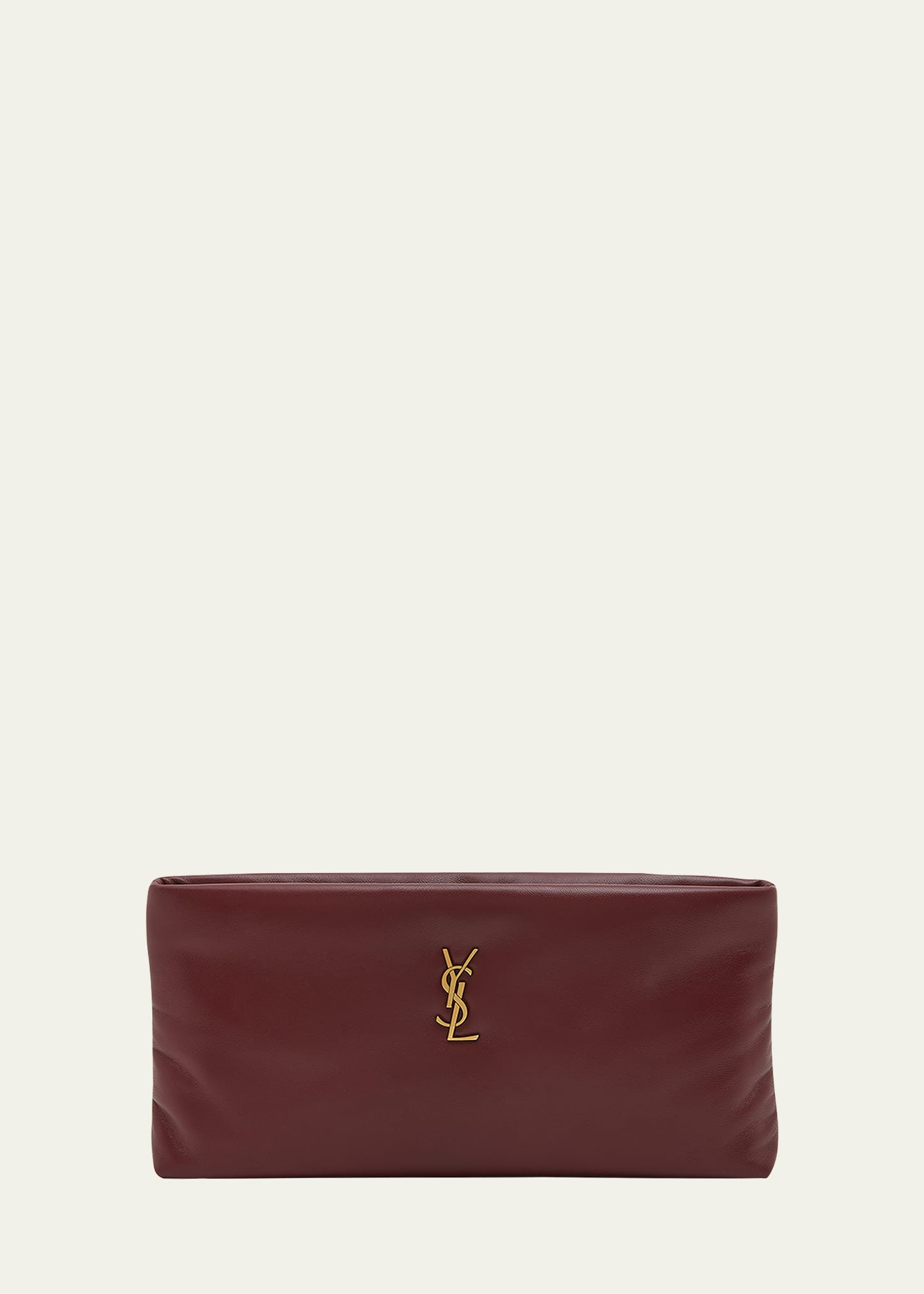 Calypso Ziptop YSL Clutch Bag in Smooth Padded Leather | Bergdorf Goodman
