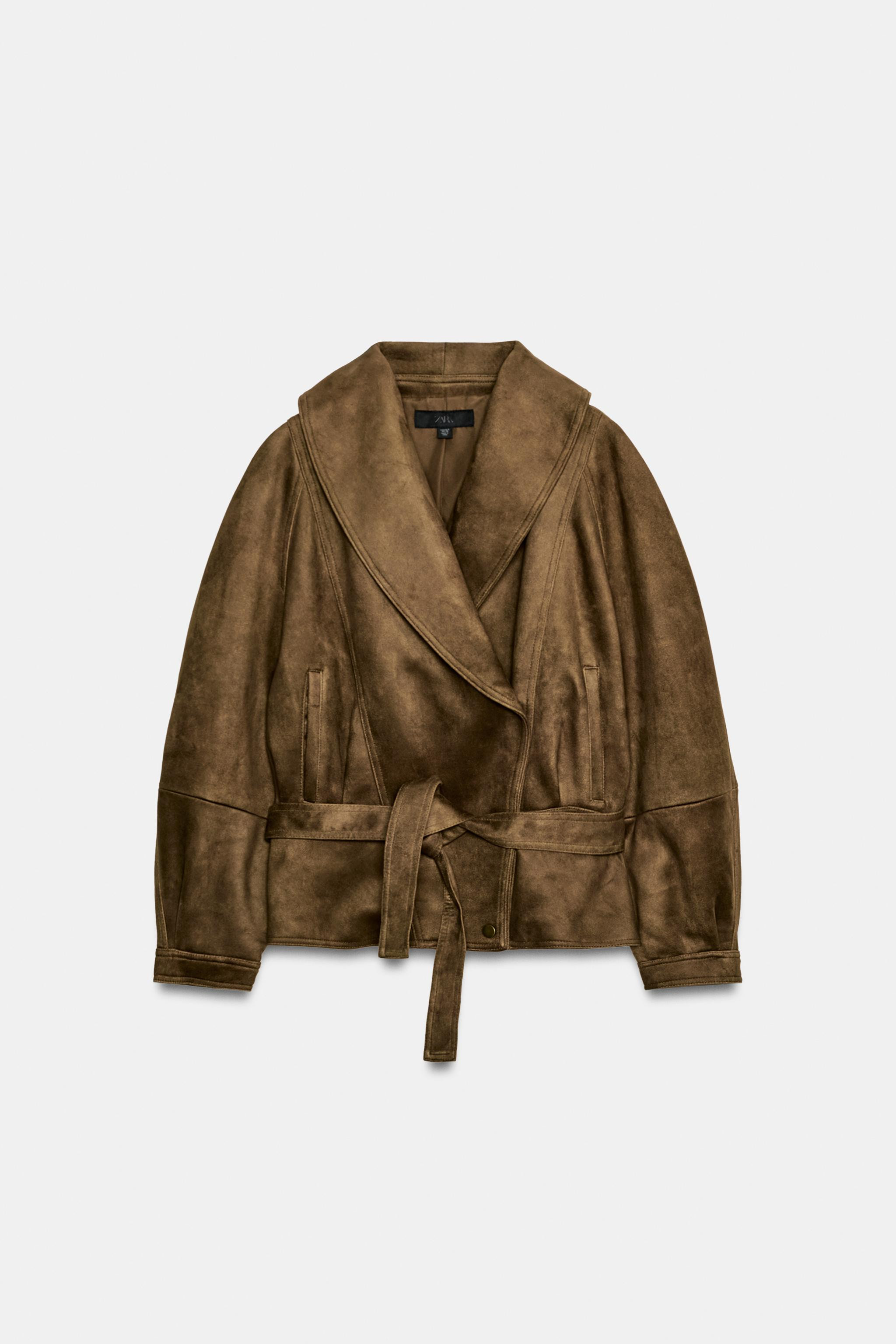 FAUX SUEDE BELTED JACKET | Zara US