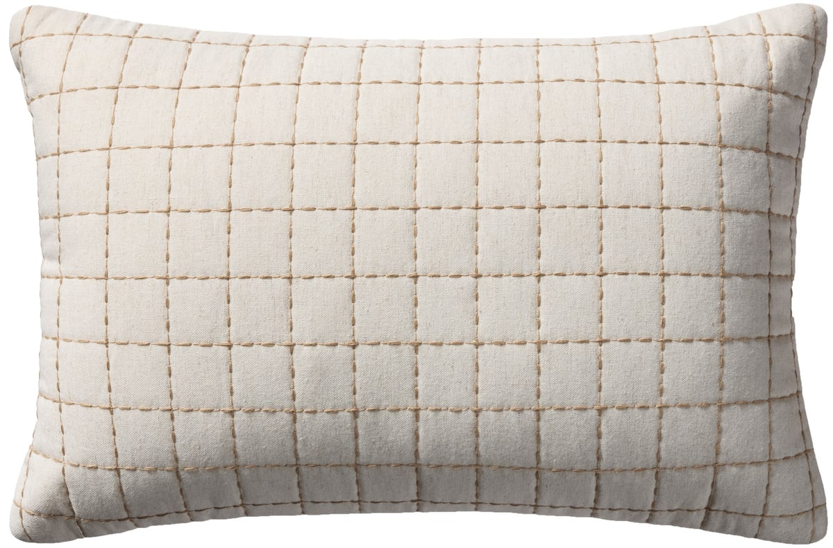 Hattie Pillow PMH-0075 Natural Cotton Checkered | Rugs Direct