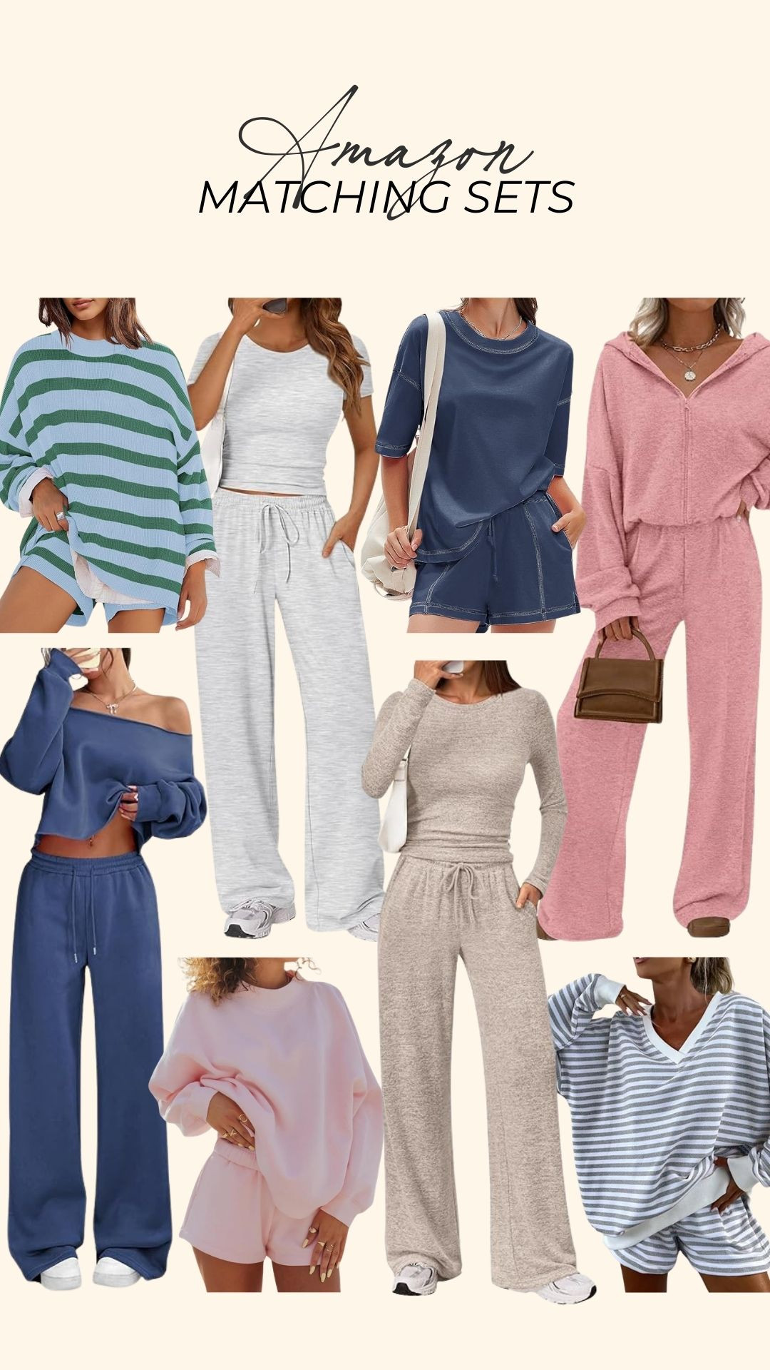 matching sets from amazon 🤍

new arrivals, spring fashion, loungewear, casual outfit, sweatpants, sweatshirt, shorts, finds under 50, michele jaliene 

 #LTKootd #LTKSeasonal
