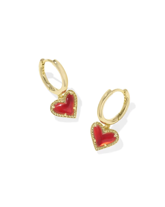 Ari Heart Gold Huggie Earrings in Red Illusion | Kendra Scott | Kendra Scott