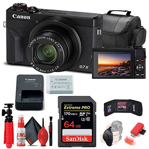 Canon PowerShot G7 X Mark III Digital Camera (Black) (3637C001) + 64GB Memory Card + Card Reader + Deluxe Soft Bag + Flex Tripod + Hand Strap + Memory Wallet + Cleaning Kit (Renewed) | Amazon (US)