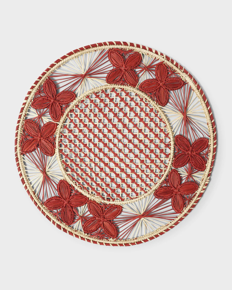 Louloudi Woven Placemat, Burgundy and Natural | Cabana Magazine