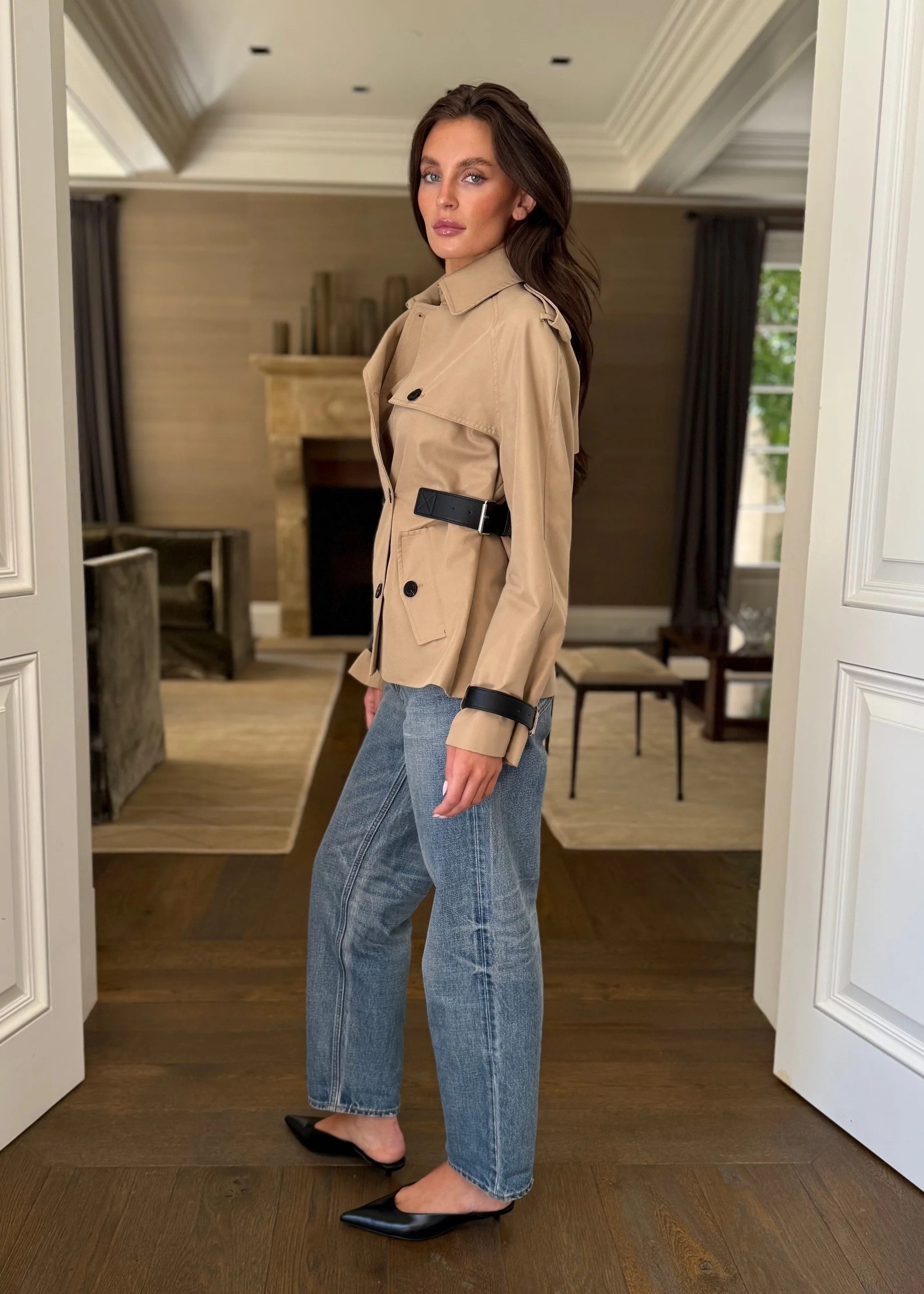 Jules Belted Cropped Trench Coat | Benaar La
