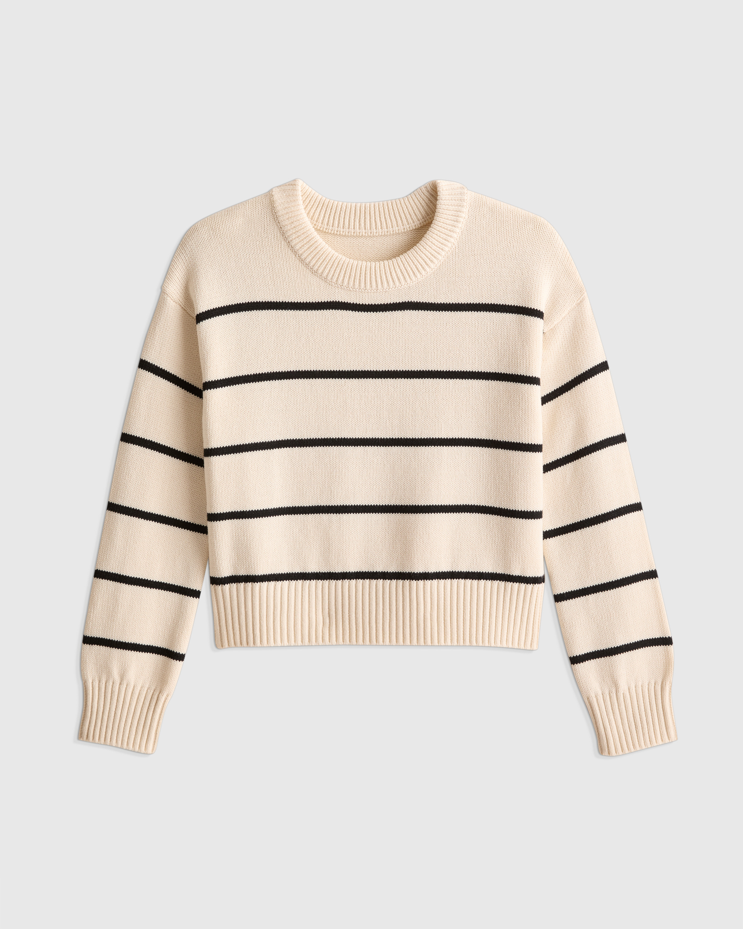 100% Organic Cotton Striped Crew Sweater in White/black Stripe | Quince