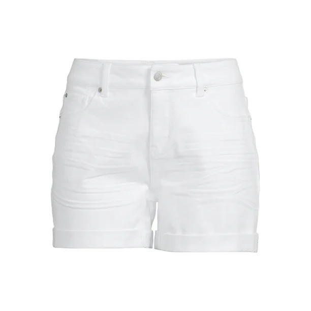 Time and Tru Women's Mid Rise Cuffed 4" Denim Short - Walmart.com | Walmart (US)