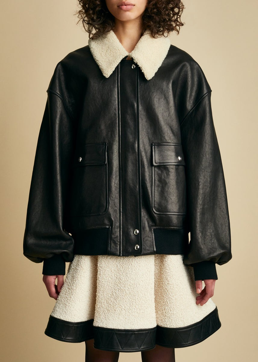 The Shellar Jacket in Black Leather | Khaite