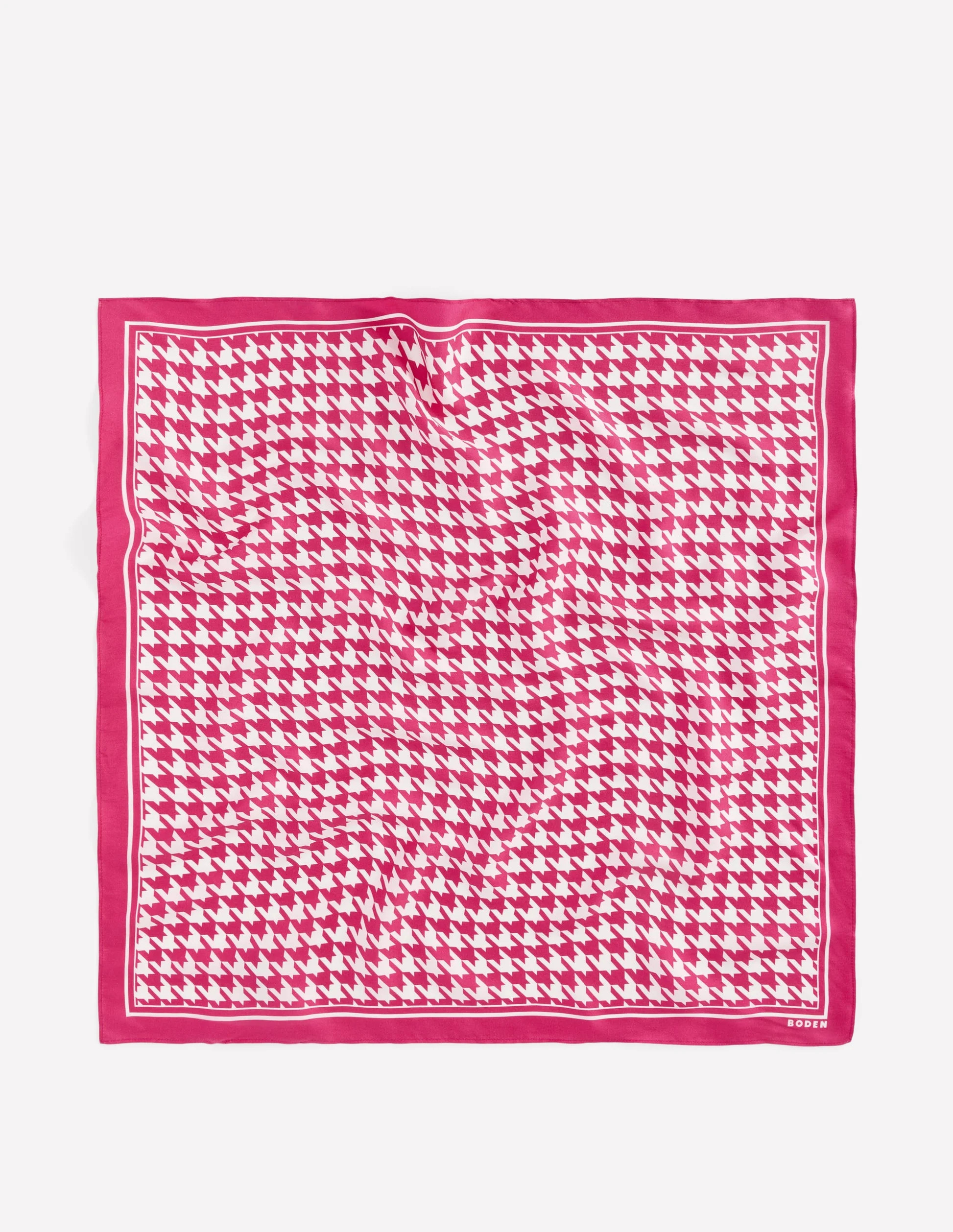 Elisabeth Silk Square Scarf-Pink Peony, Houndstooth | Boden UK