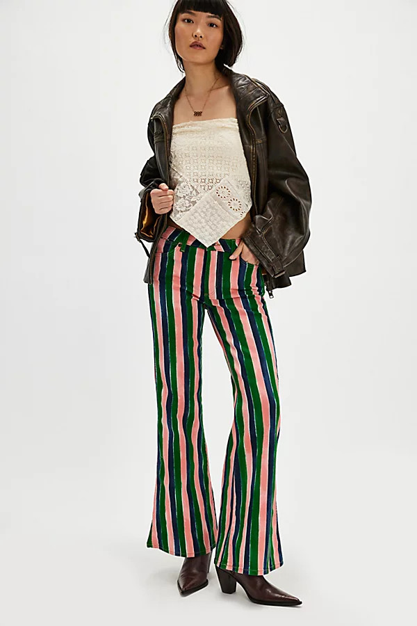 Wrangler Stripe Wanderer Mid-Rise Jeans | Free People (Global - UK&FR Excluded)