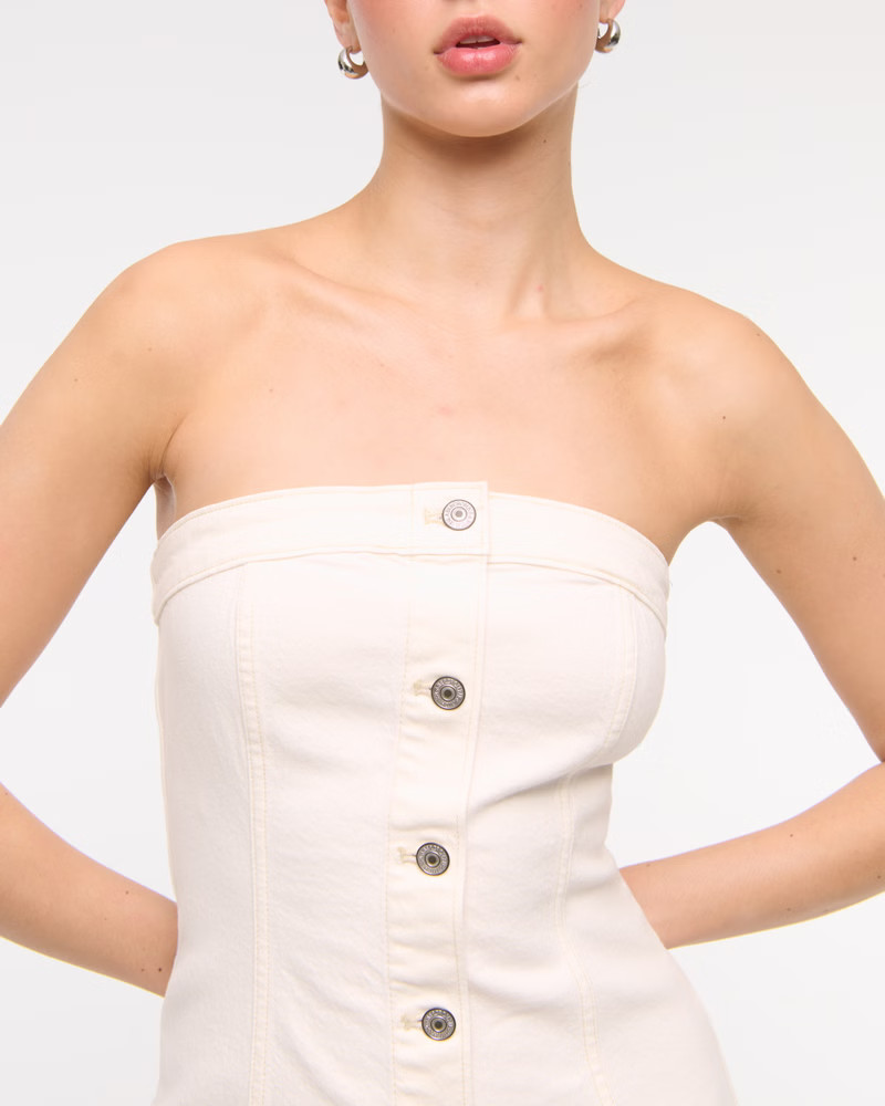 Women's The A&F Mara Strapless Denim Mini Dress | Women's Dresses & Jumpsuits | Abercrombie.com | Abercrombie & Fitch (US)