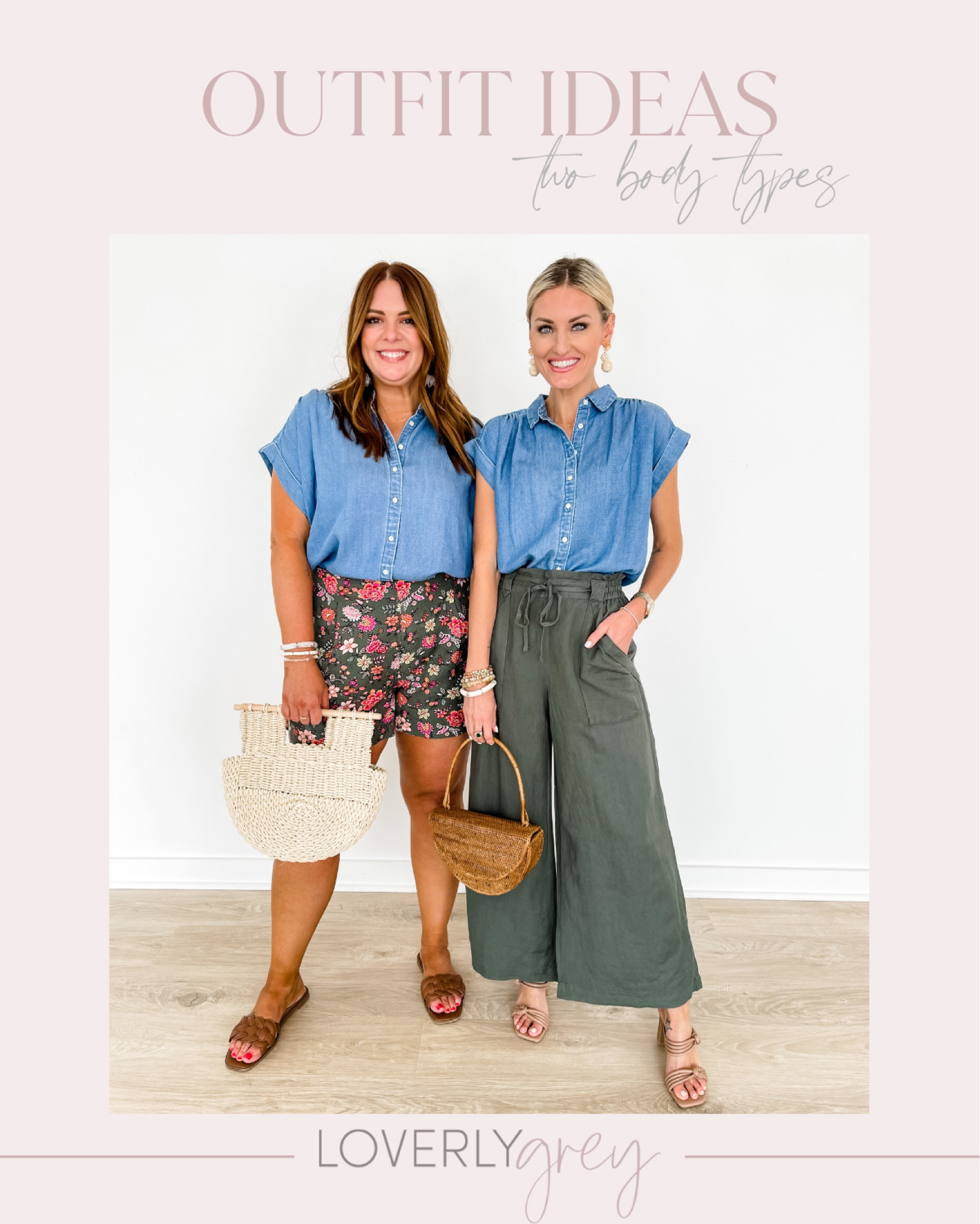 Casual outfit idea from Loft! I am wearing an XXS in the top and an XS in the pants! Nichelle is in an XL in the chambray top and floral shorts! Use code: LOVERLY10 to stack on top of current promos 

Loverly Grey, summer outfit idea

#LTKsalealert #LTKstyletip #LTKFind