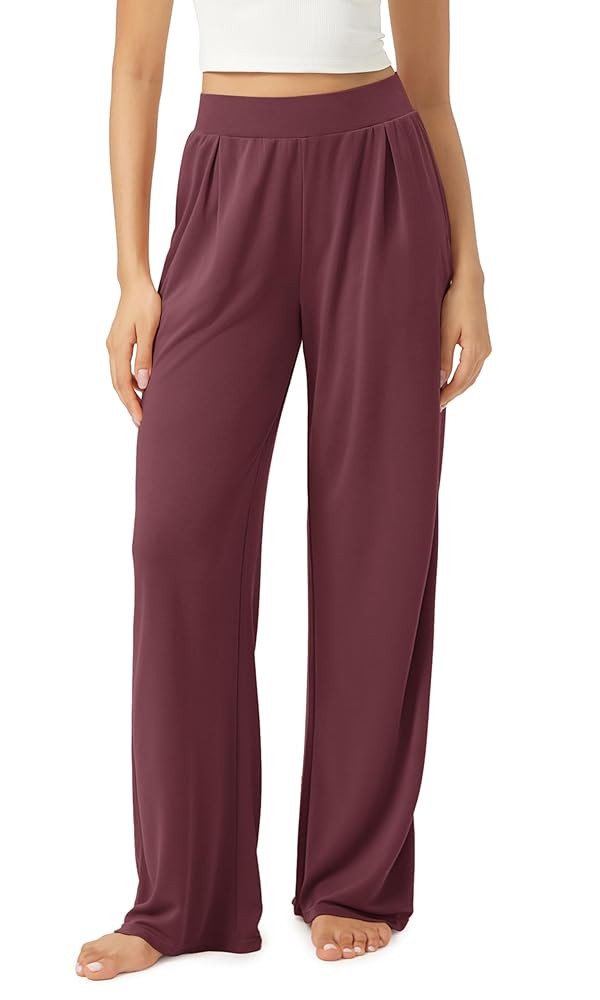 ODODOS Drapey Soft Wide Leg Pants for Women High Waist Casual Relaxed Lounge Pants with Pockets-2... | Amazon (US)