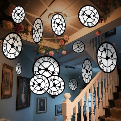 Soulchen 20 Pcs Wonderland Tea Party Decoration Clock Hanging Banner Wonderland Garland Baby Show... | Amazon (US)