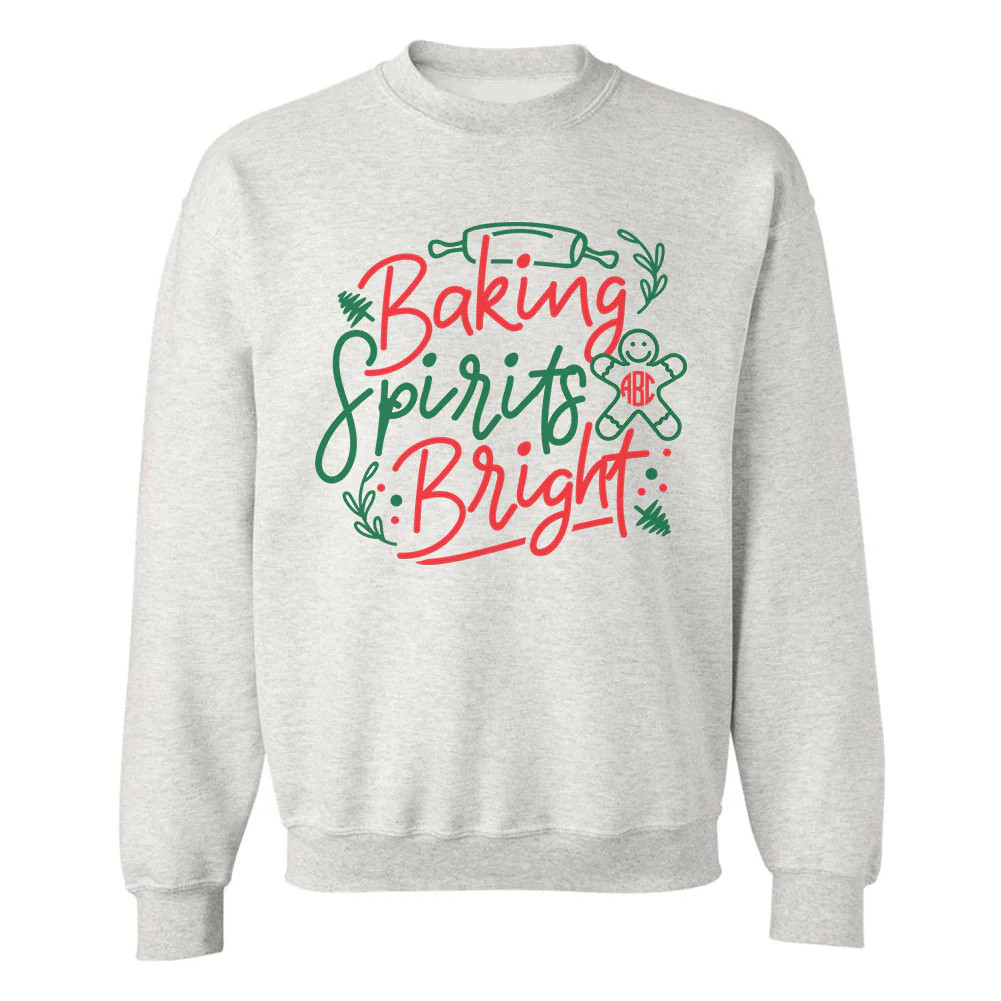 Monogrammed 'Baking Spirits Bright' Crewneck Sweatshirt | United Monograms