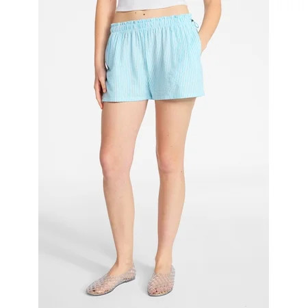 No Boundaries Striped Seersucker Bungee Shorts, 2" Inseam, Women's XXS-XXL | Walmart (US)