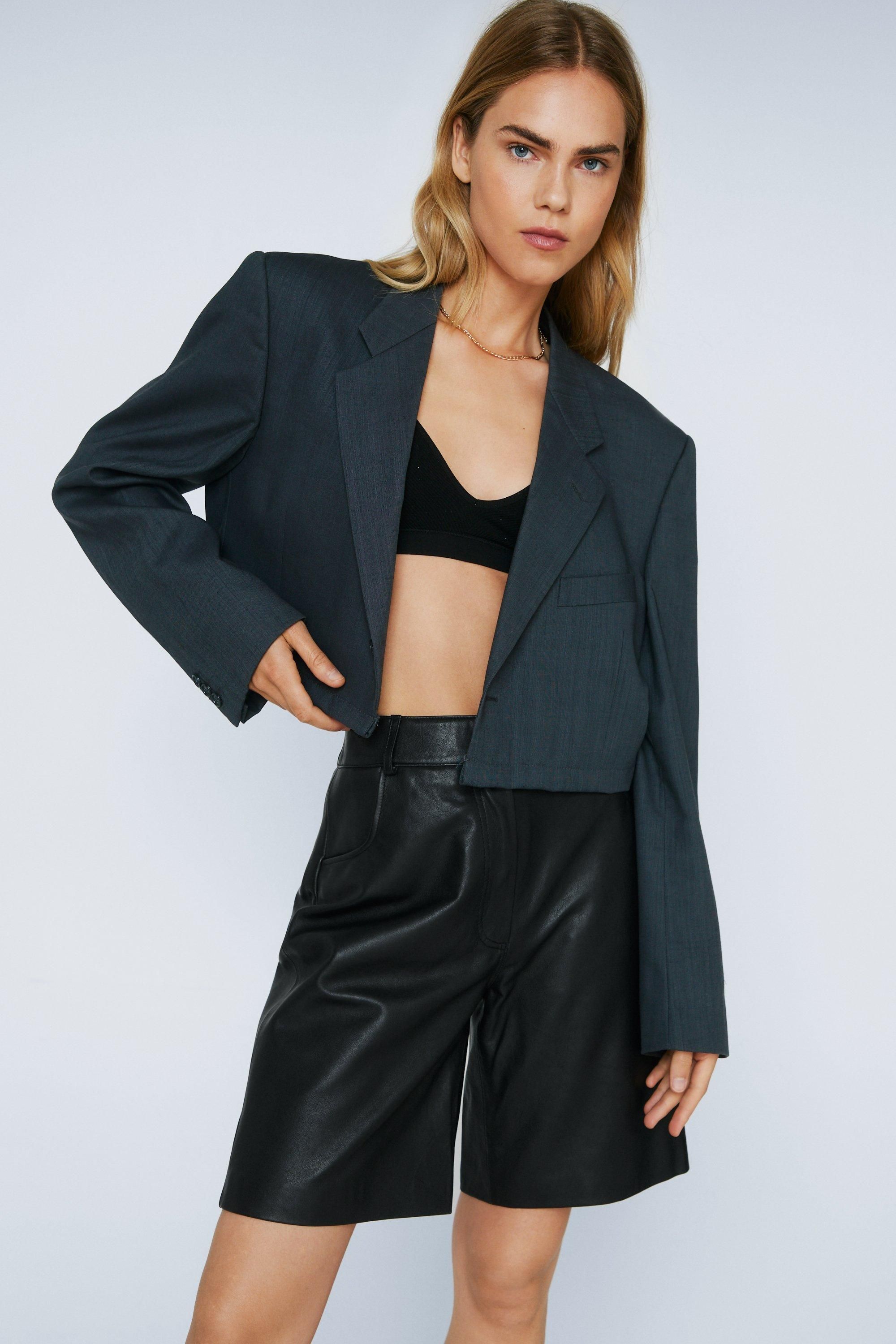 Real Leather Longline Shorts | Nasty Gal (US)