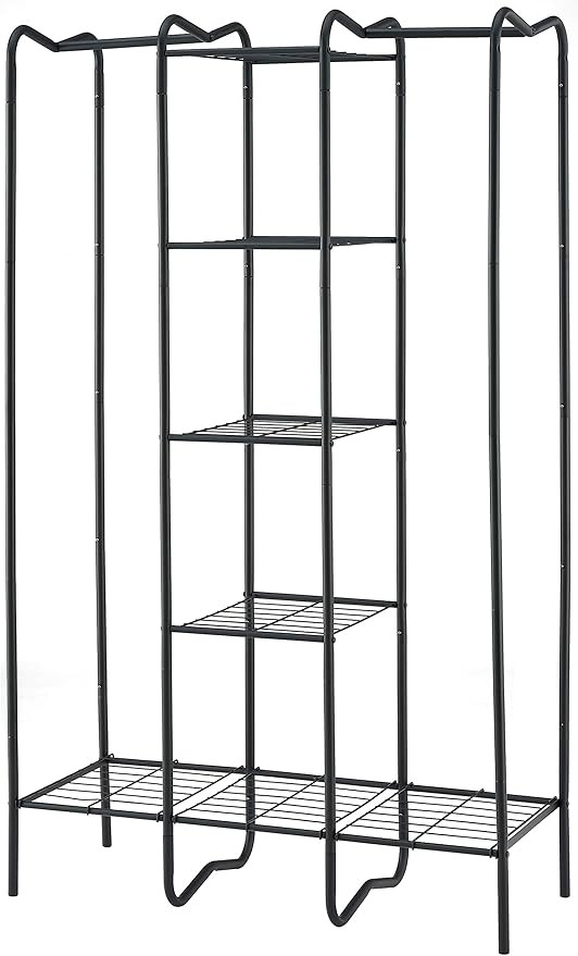 Clothes Rack with Shelves, Metal Closet Wardrobe Clothes Organizer, Portable Wardrobe Closet for ... | Amazon (US)
