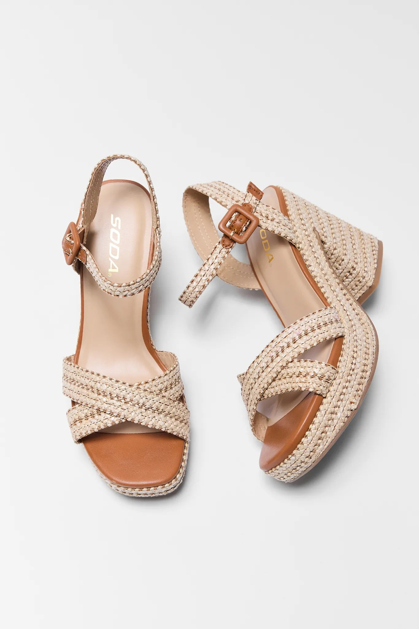 Millie Raffia Platform Heels | Avara