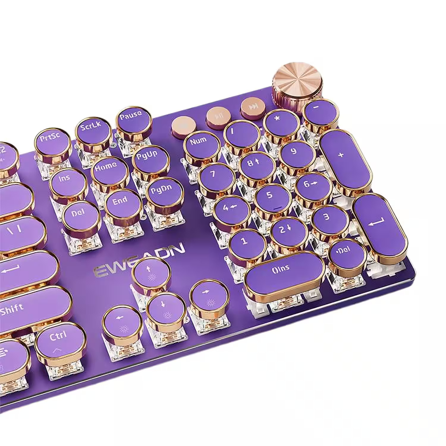 METALTON - Typewriter Style 104 key Nkro Retro Round Golden Ring Volume Knob Metal Panel c Cable - Purple (Pink Switches) | Best Buy U.S.