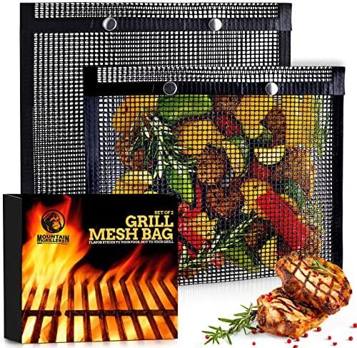 BBQ Mesh Grill Bags - 12 x 9.5 Inch Reusable Grilling Pouches for Charcoal, Gas, Electric Grills ... | Amazon (US)