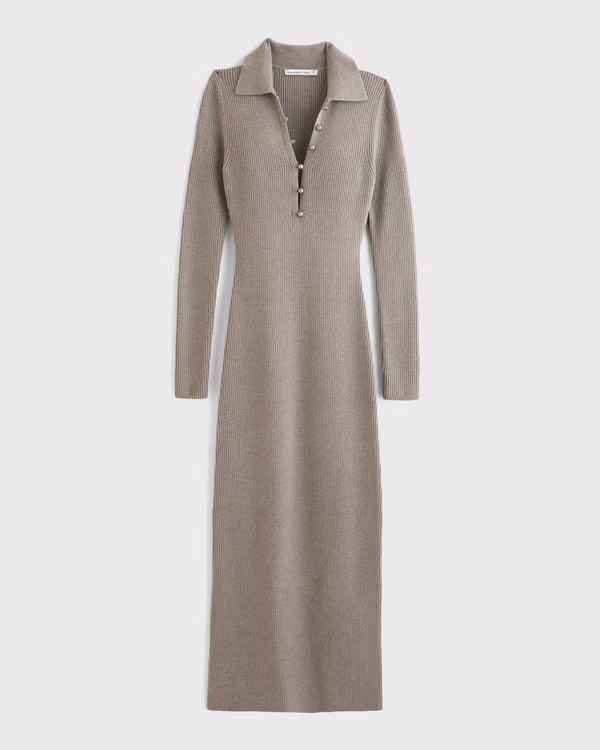 Long-Sleeve Collared Midi Sweater Dress | Abercrombie & Fitch (US)
