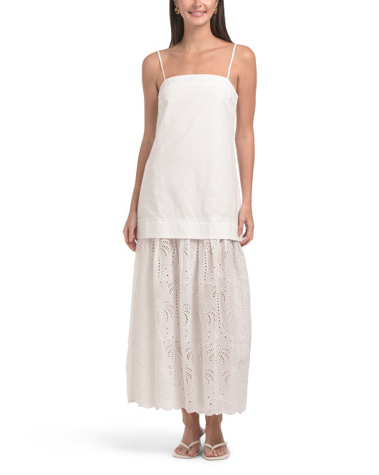 Dropped Waist Eyelet Maxi Dress | TJ Maxx