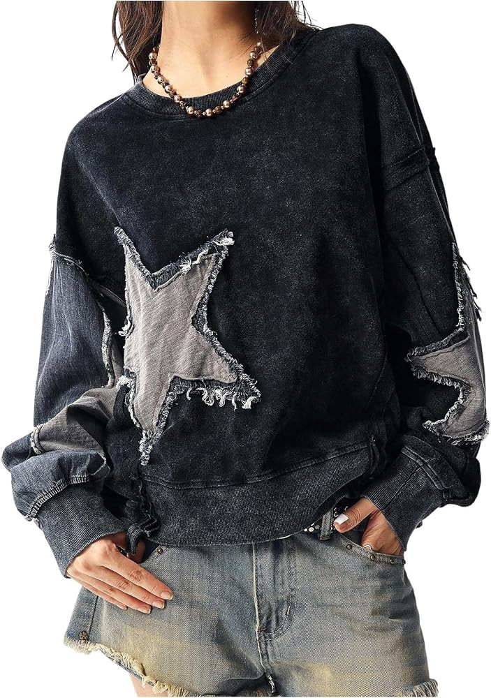 BEAUDRM Women's Oversized Sweatshirt Boho Tops Crewneck Sweatshirt | Amazon (US)