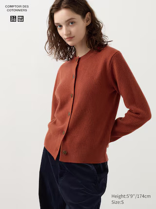 WOMEN'S COMPTOIR DES COTONNIERS 100% LAMBSWOOL CREW NECK CARDIGAN | UNIQLO AU | Uniqlo Australia