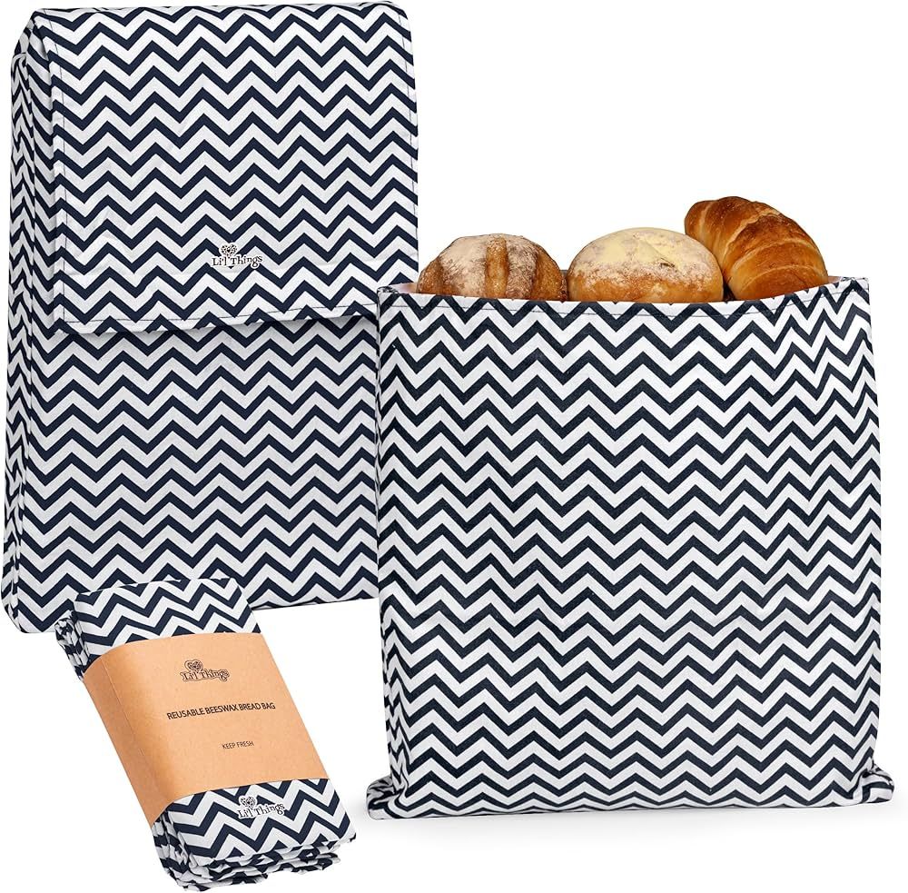 Li'l Things Eco-friendly Reusable Beeswax Bread bags | Set of 2 Sizes 13'x13' & 15’x 9’ | 6 D... | Amazon (US)