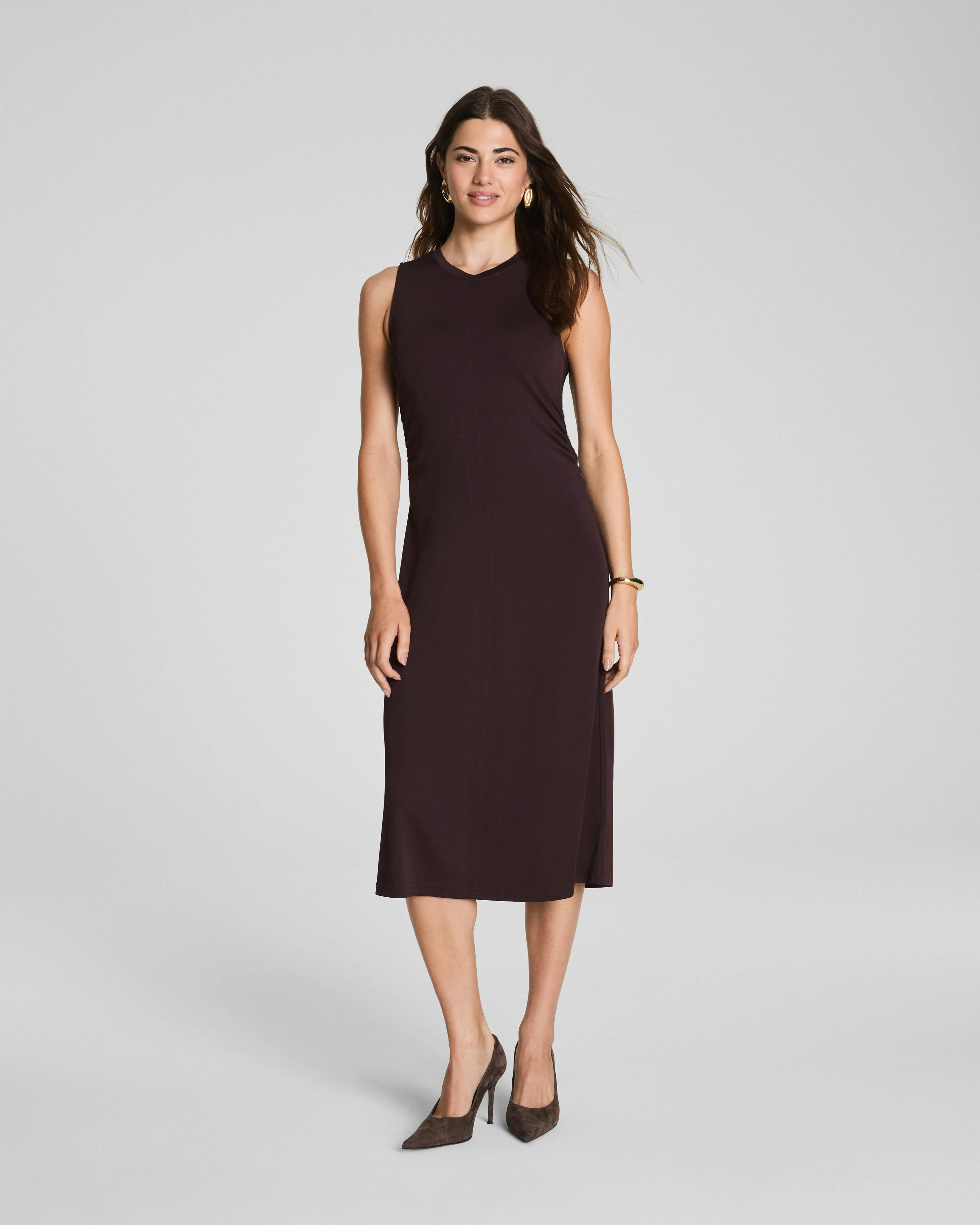SPANX® Sleek Jersey Crewneck Ruched Midi Dress$138.00USD$99.00USD | Spanx