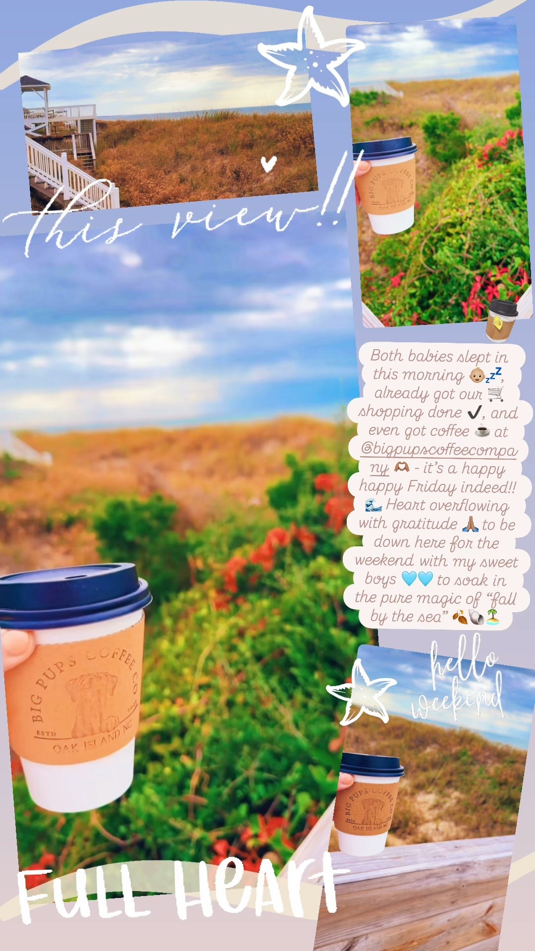 Both babies slept in this morning 👶🏼💤, already got our 🛒 shopping done ✔️, and even got coffee ☕️ at @bigpupscoffeecompany 🫶🏽 - it’s a happy happy Friday indeed!! 🌊 Heart overflowing with gratitude 🙏🏽 to be down here for the weekend with my sweet boys 🩵🩵 to soak in the pure magic of “fall by the sea” 🍂🐚🏝️

#LTKBaby #LTKFamily #LTKTravel