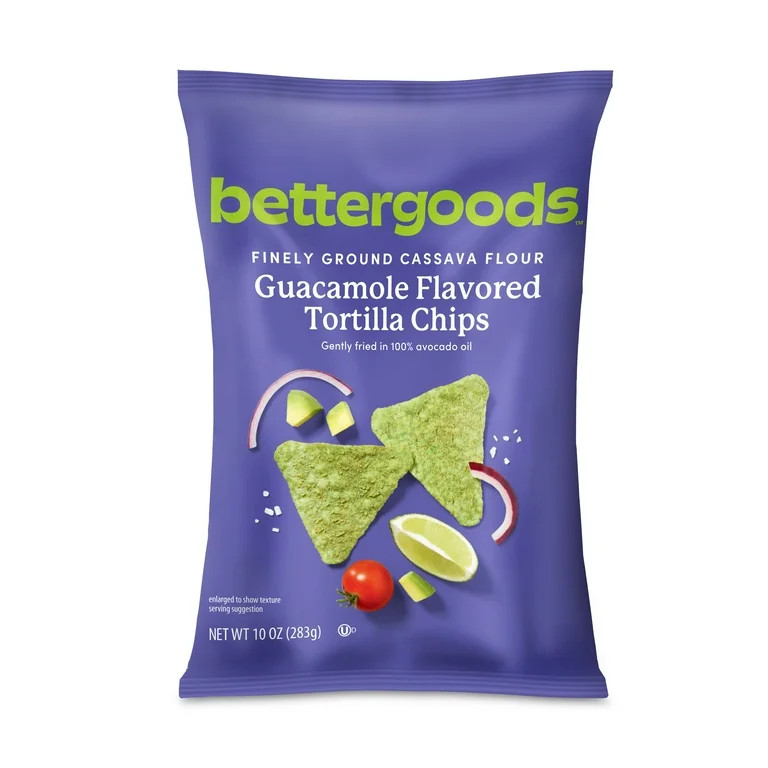 bettergoods Finely Ground Cassava Flour Guacamole Flavored Tortilla Chips, 10 oz | Walmart (US)