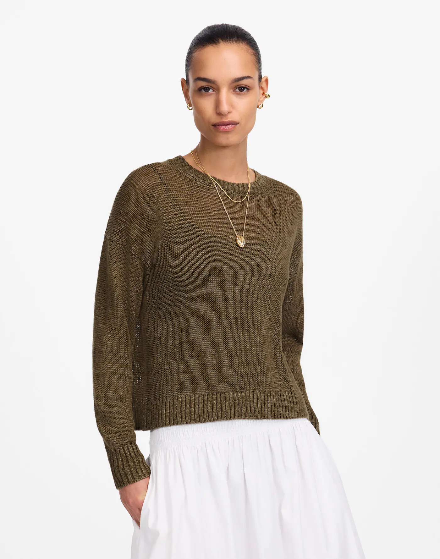 Linen Drop-Shoulder Sweater | Madewell