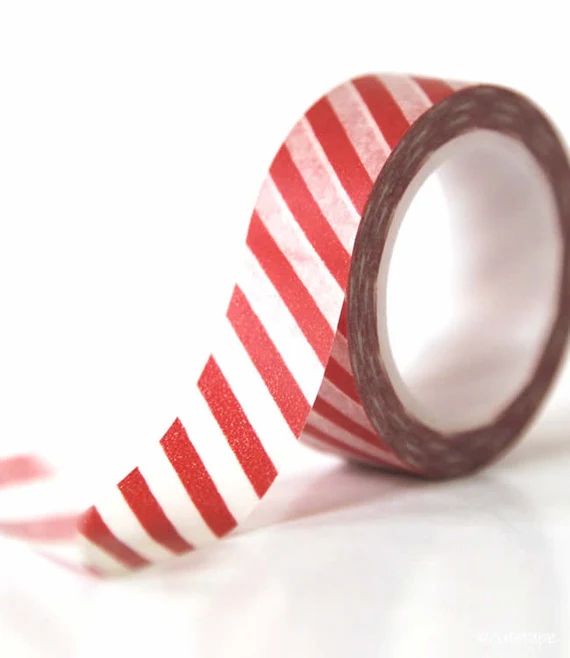 Stripe Red Washi Tape Stationery planner tape | Etsy (US)