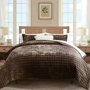 RECYCO Luxury Velvet Quilt Set King Size Bedding Sets, Ultra Soft Velvet Comforter Set, Lightweig... | Amazon (US)