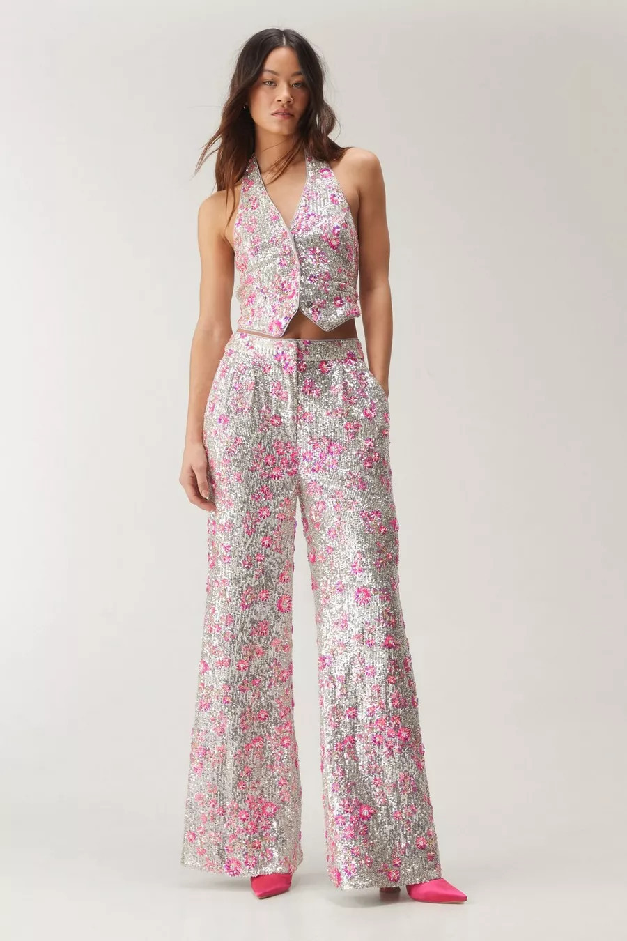 Sequin Floral Halter Vest | Nasty Gal US