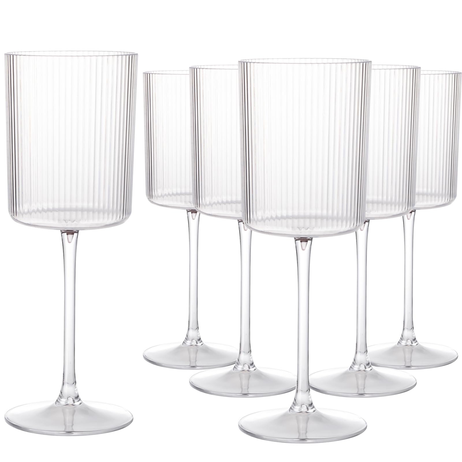 Ciaell 12 PCS Pink Plastic Ribbed Wine Glasses - 10 OZ Plastic Square Wine Glasses with Stem - Di... | Amazon (US)