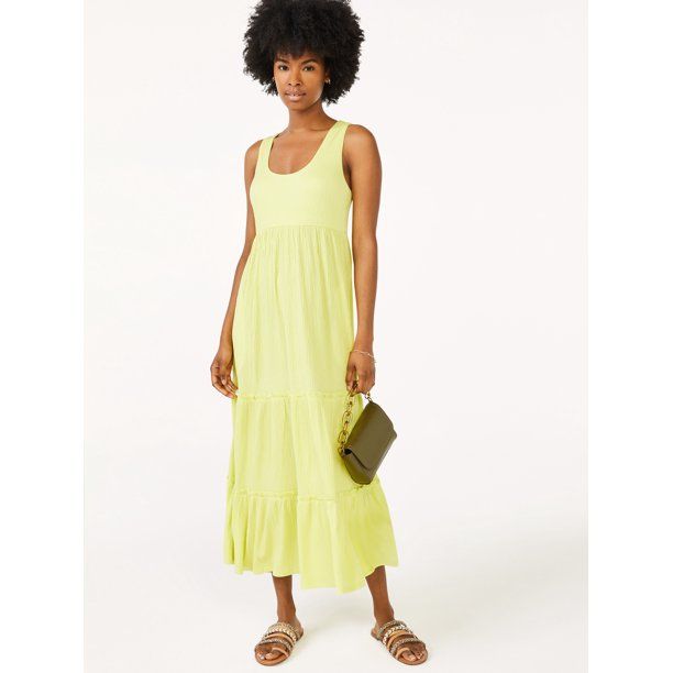 Scoop - Scoop Women's Sleeveless Tiered Midi Sundress - Walmart.com | Walmart (US)