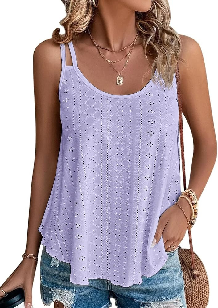 ATHMILE Women's Tank Tops Sleeveless Summer Top Spaghetti Strap Spring Shirt Loose Fit Beach Vaca... | Amazon (US)
