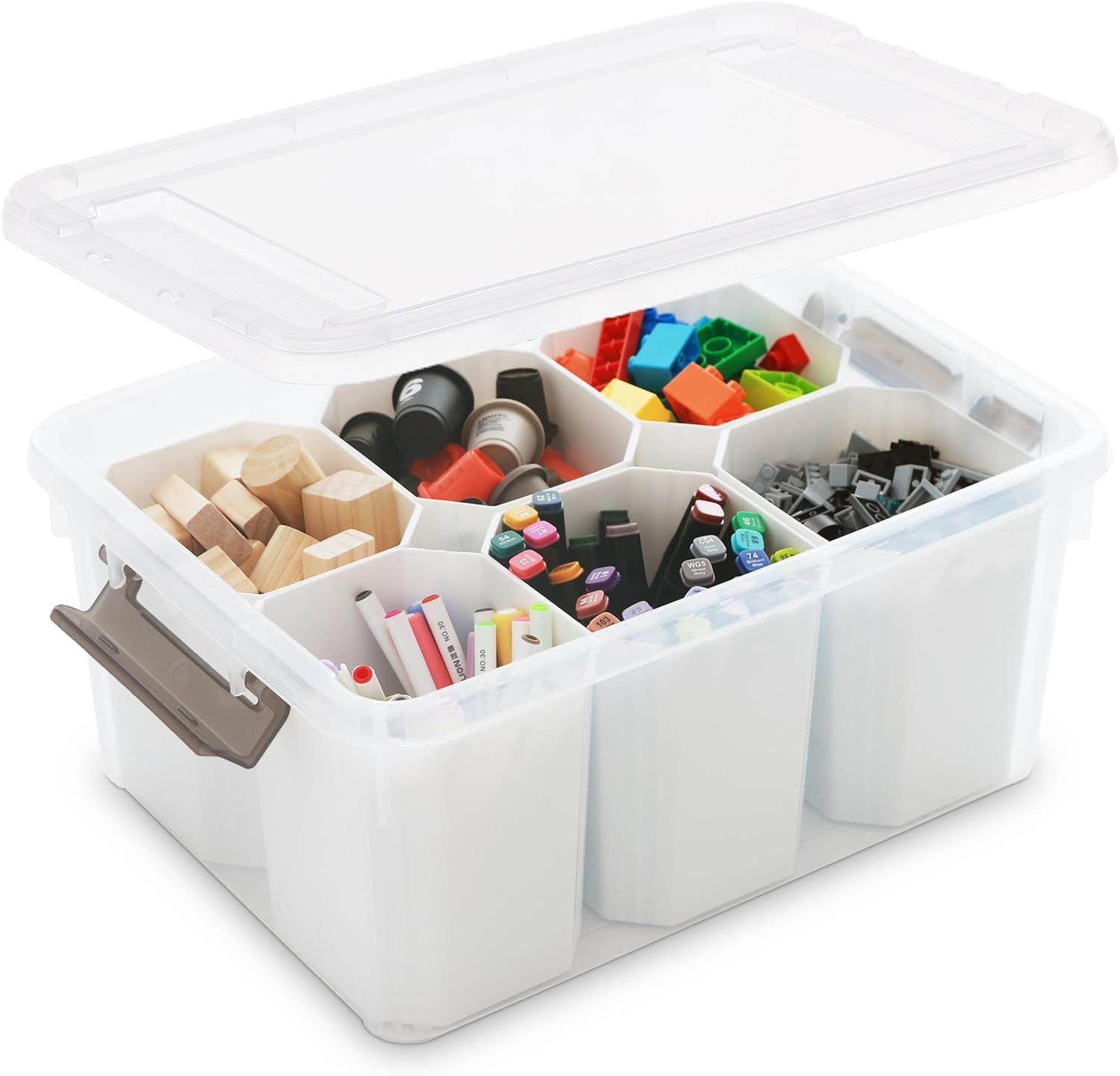 Bienvoun 17 Quart Plastic Storage Box with Lid Art & Craft Organizer Storage Containers Boxes wit... | Amazon (US)